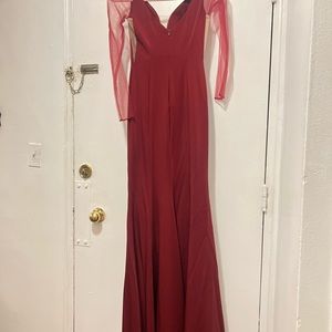 Silky Satin Maxi evening Dress in Burgundy Red